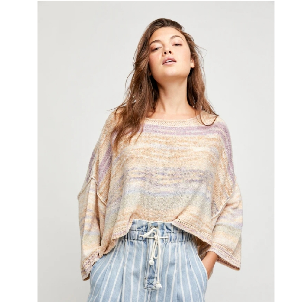 Free People Saturn Poncho Sweater Warm Sky